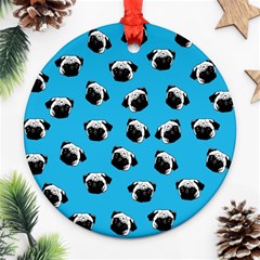 Pug Dog Pattern Ornament (round) by Valentinaart