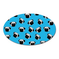 Pug Dog Pattern Oval Magnet by Valentinaart