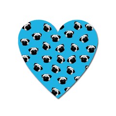 Pug Dog Pattern Heart Magnet by Valentinaart