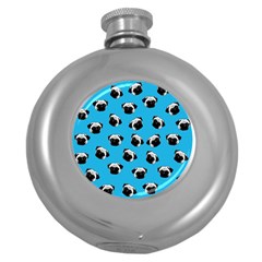 Pug Dog Pattern Round Hip Flask (5 Oz) by Valentinaart