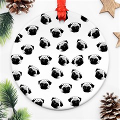 Pug Dog Pattern Ornament (round) by Valentinaart