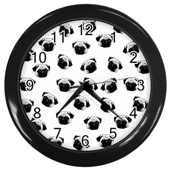 Pug dog pattern Wall Clocks (Black)