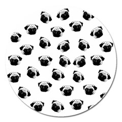 Pug Dog Pattern Magnet 5  (round) by Valentinaart