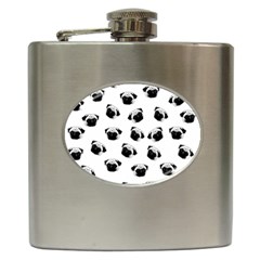 Pug Dog Pattern Hip Flask (6 Oz) by Valentinaart