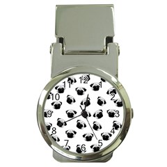 Pug Dog Pattern Money Clip Watches by Valentinaart