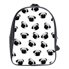 Pug Dog Pattern School Bags (xl)  by Valentinaart