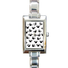 Pug Dog Pattern Rectangle Italian Charm Watch by Valentinaart