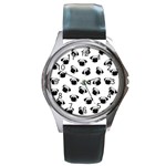 Pug dog pattern Round Metal Watch Front