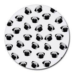 Pug Dog Pattern Round Mousepads by Valentinaart