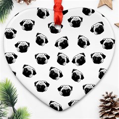 Pug Dog Pattern Ornament (heart) by Valentinaart