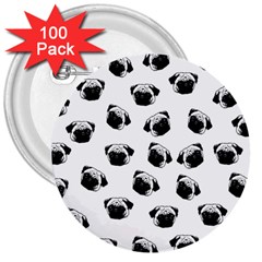 Pug Dog Pattern 3  Buttons (100 Pack)  by Valentinaart