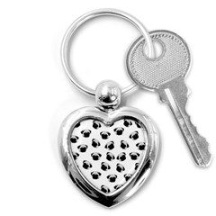 Pug Dog Pattern Key Chains (heart)  by Valentinaart