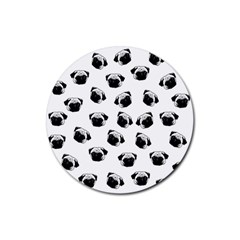 Pug Dog Pattern Rubber Round Coaster (4 Pack)  by Valentinaart