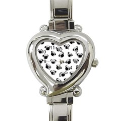 Pug Dog Pattern Heart Italian Charm Watch