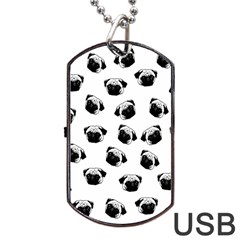 Pug Dog Pattern Dog Tag Usb Flash (one Side) by Valentinaart