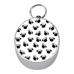 Pug Dog Pattern Mini Silver Compasses