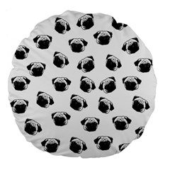 Pug Dog Pattern Large 18  Premium Flano Round Cushions by Valentinaart