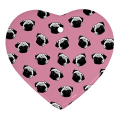 Pug Dog Pattern Ornament (heart) by Valentinaart