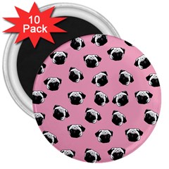 Pug Dog Pattern 3  Magnets (10 Pack)  by Valentinaart