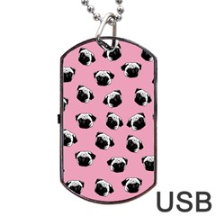 Pug Dog Pattern Dog Tag Usb Flash (two Sides) by Valentinaart