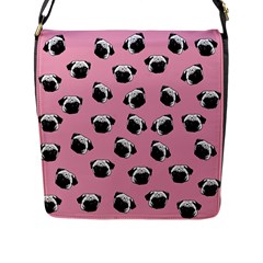 Pug Dog Pattern Flap Messenger Bag (l)  by Valentinaart