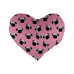 Pug Dog Pattern Standard 16  Premium Flano Heart Shape Cushions by Valentinaart