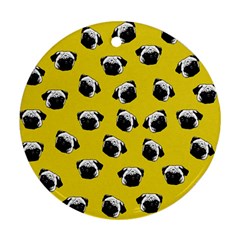 Pug Dog Pattern Ornament (round) by Valentinaart