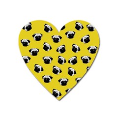 Pug Dog Pattern Heart Magnet by Valentinaart