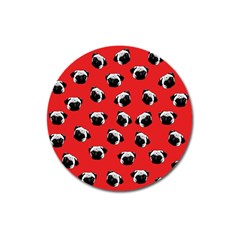 Pug Dog Pattern Magnet 3  (round) by Valentinaart