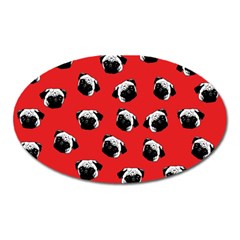 Pug Dog Pattern Oval Magnet by Valentinaart