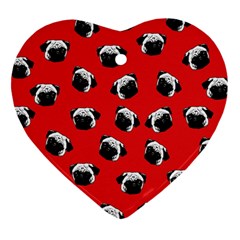 Pug Dog Pattern Heart Ornament (two Sides) by Valentinaart