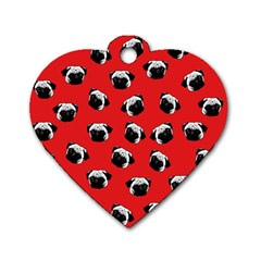 Pug Dog Pattern Dog Tag Heart (two Sides) by Valentinaart