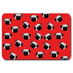 Pug Dog Pattern Large Doormat  by Valentinaart