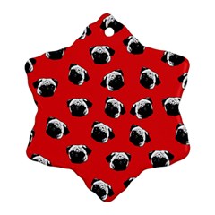 Pug Dog Pattern Ornament (snowflake) by Valentinaart