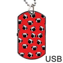 Pug Dog Pattern Dog Tag Usb Flash (one Side) by Valentinaart