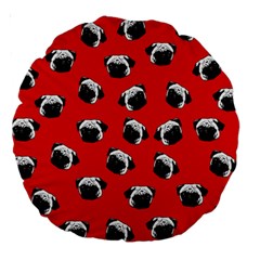 Pug Dog Pattern Large 18  Premium Round Cushions by Valentinaart