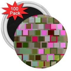 Color Square Tiles Random Effect 3  Magnets (100 Pack) by Nexatart