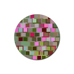 Color Square Tiles Random Effect Rubber Coaster (round)  by Nexatart