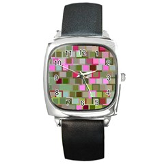 Color Square Tiles Random Effect Square Metal Watch by Nexatart