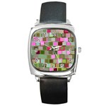 Color Square Tiles Random Effect Square Metal Watch Front