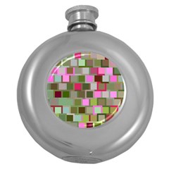 Color Square Tiles Random Effect Round Hip Flask (5 Oz) by Nexatart