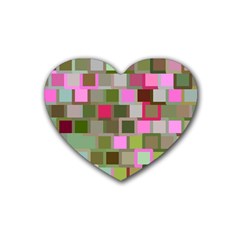 Color Square Tiles Random Effect Rubber Coaster (heart)  by Nexatart