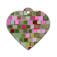 Color Square Tiles Random Effect Dog Tag Heart (one Side) by Nexatart