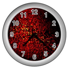 Red Particles Background Wall Clocks (silver)  by Nexatart