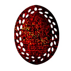 Red Particles Background Oval Filigree Ornament (two Sides) by Nexatart