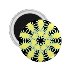 Yellow Snowflake Icon Graphic On Black Background 2 25  Magnets by Nexatart