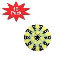 Yellow Snowflake Icon Graphic On Black Background 1  Mini Magnet (10 Pack)  by Nexatart