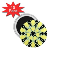 Yellow Snowflake Icon Graphic On Black Background 1 75  Magnets (10 Pack)  by Nexatart