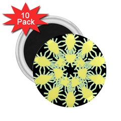 Yellow Snowflake Icon Graphic On Black Background 2 25  Magnets (10 Pack)  by Nexatart