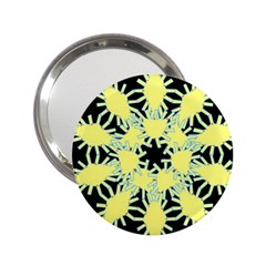 Yellow Snowflake Icon Graphic On Black Background 2 25  Handbag Mirrors by Nexatart